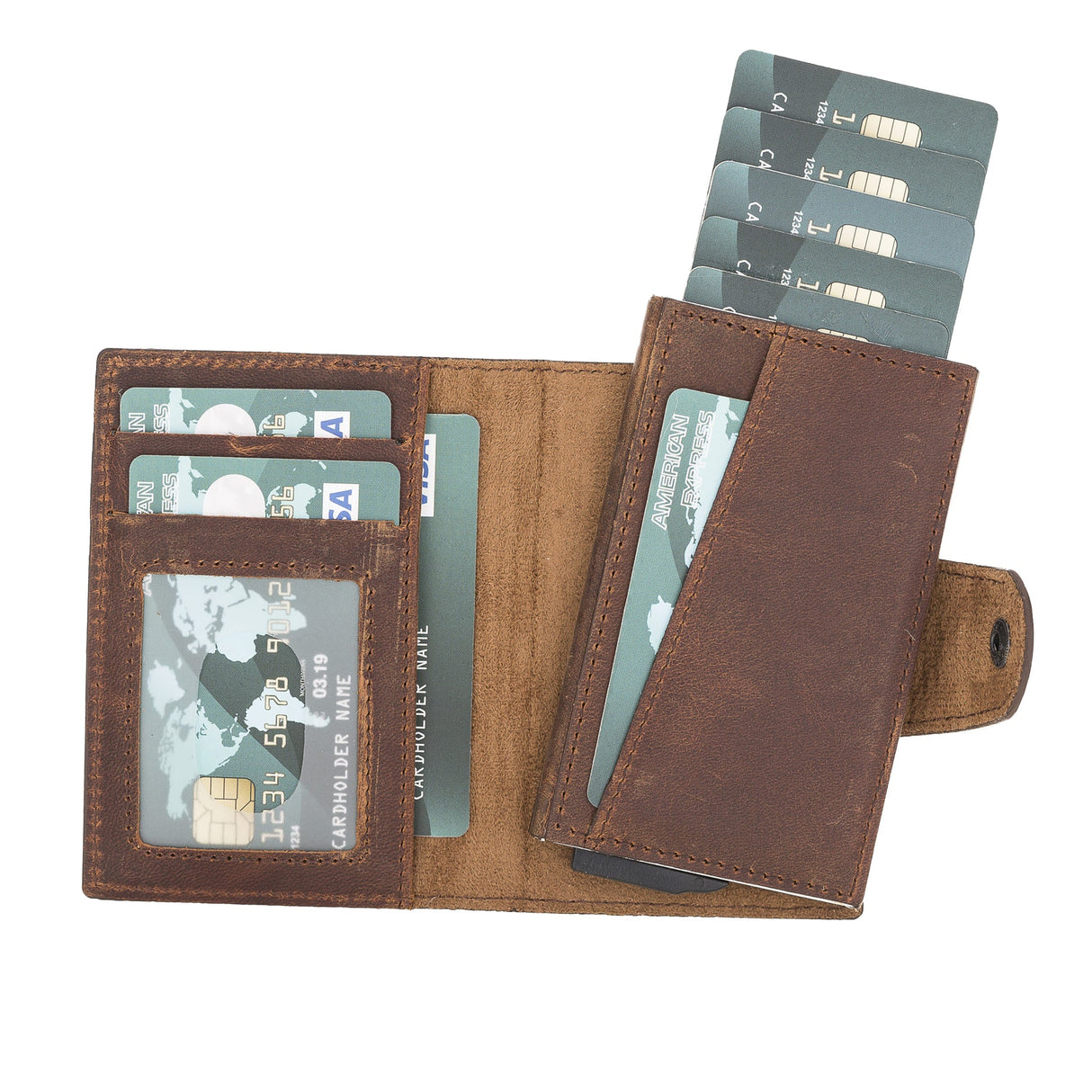 Premium RFID Blocking Leather Card Holder with Pop - Up Feature by Hardiston - premium Card Holders