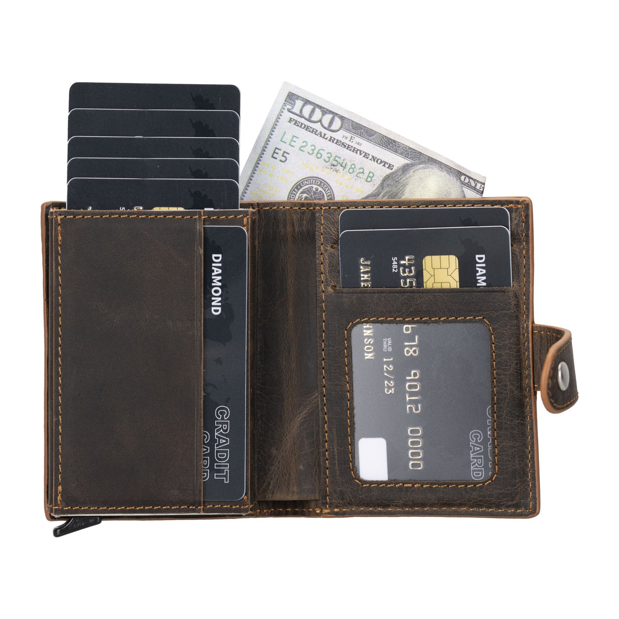 Premium RFID Blocking Leather Pop - Up AirTag Card Holder and Wallet by Hardiston - premium Card Holders