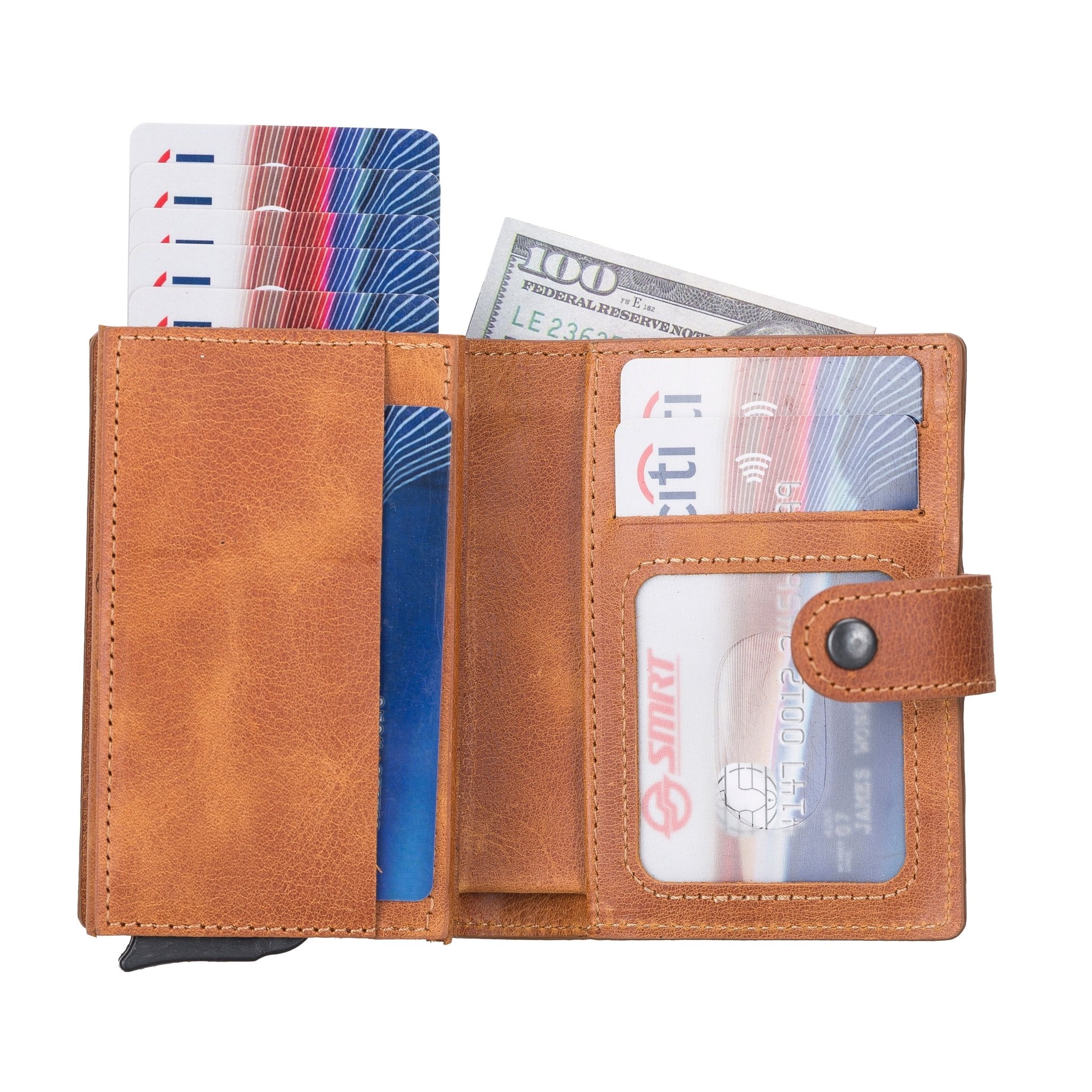 RFID Genuine Leather AirTag Pop-Up Wallet | Hardiston