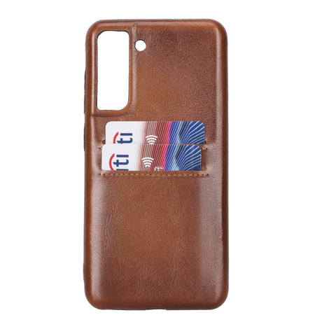 Samsung Galaxy S21 FE Snap - on Full Cover Leather Case with Credit Card Slots by Hardiston - premium Samsung S - 21 Cases
