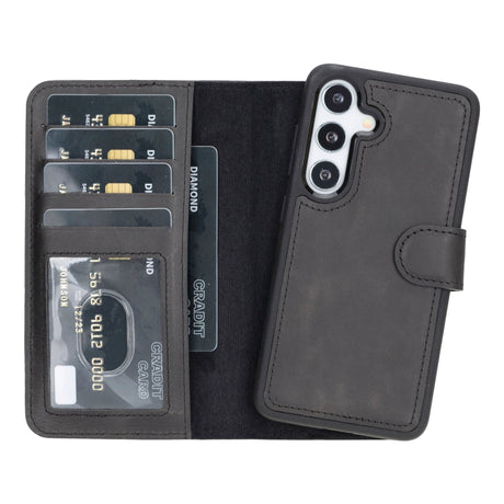 Samsung Galaxy S25 Magnetic Detachable Leather Wallet Case by Hardiston - premium Samsung S - 25 Cases