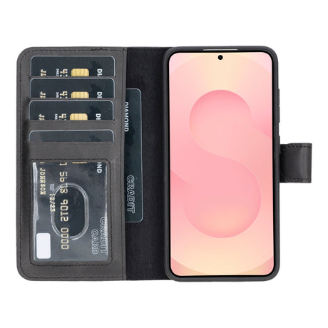 Samsung Galaxy S25 Magnetic Detachable Leather Wallet Case by Hardiston - premium Samsung S - 25 Cases