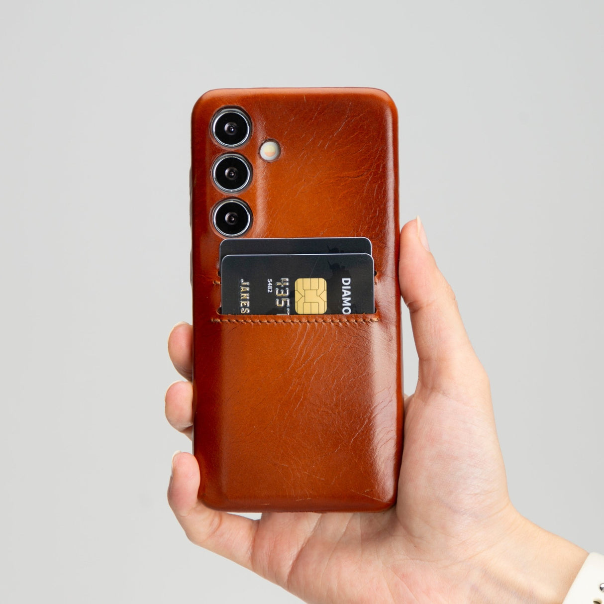 Samsung Galaxy S25 Snap - on Full Cover Leather Case with Credit Card Slots by Hardiston - premium Samsung S - 25 Cases