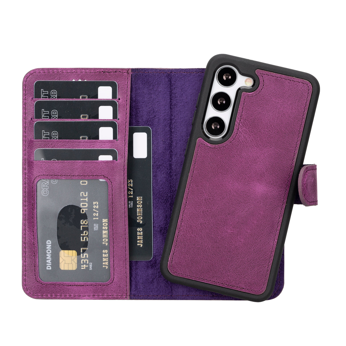 Samsung Galaxy S23 Magnetic Detachable Leather Wallet Case