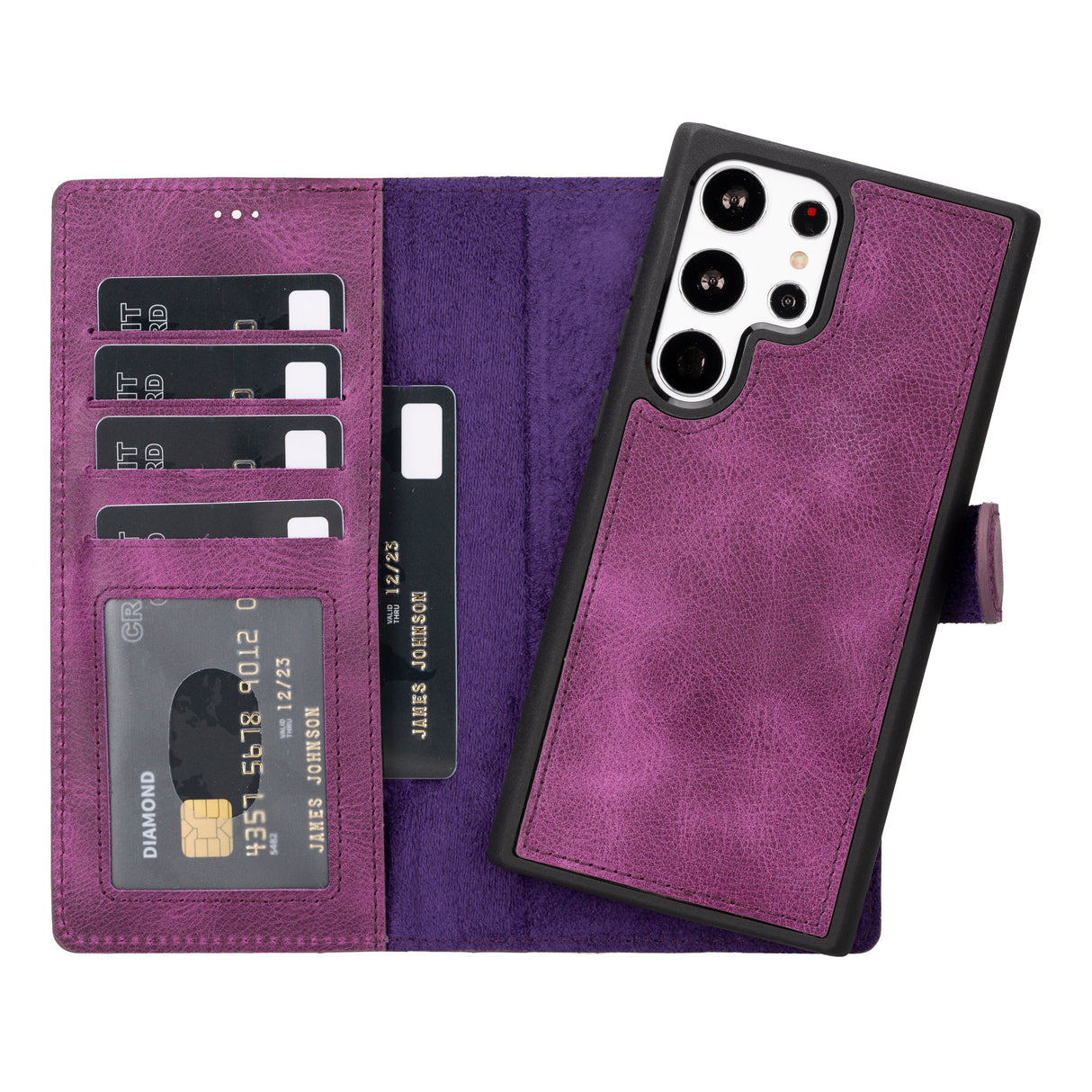 Samsung Galaxy S23 Ultra Magnetic Detachable Leather Wallet Case