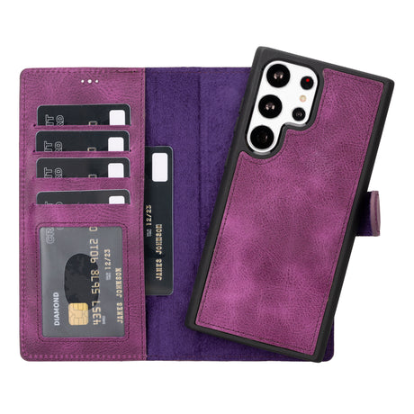 Samsung Galaxy S23 Ultra Magnetic Detachable Leather Wallet Case