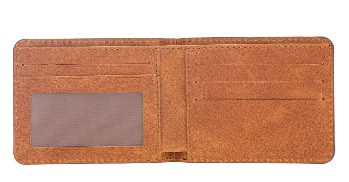 Amber Leather Classic Bifold Wallet with Credit Card Slots - Hardiston - 3