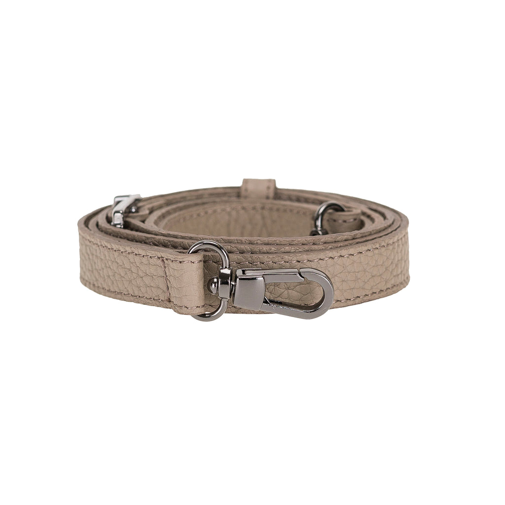 Beige Luxury Leather Cross-body Strap Wristlet bag with Metal Clip - Hardiston - 2