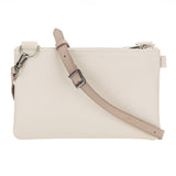 Beige Luxury Leather Cross-body Strap Wristlet bag with Metal Clip - Hardiston - 3