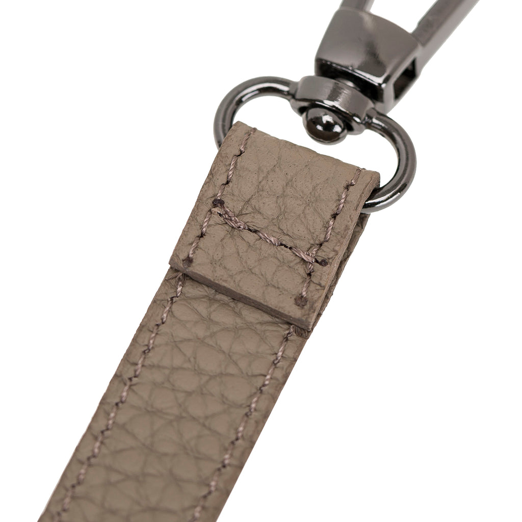 Beige Luxury Leather Cross-body Strap Wristlet bag with Metal Clip - Hardiston - 5