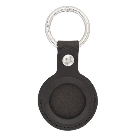 Black Leather Apple AirTag Case Holder with Key Ring - Hardiston Leather - 2