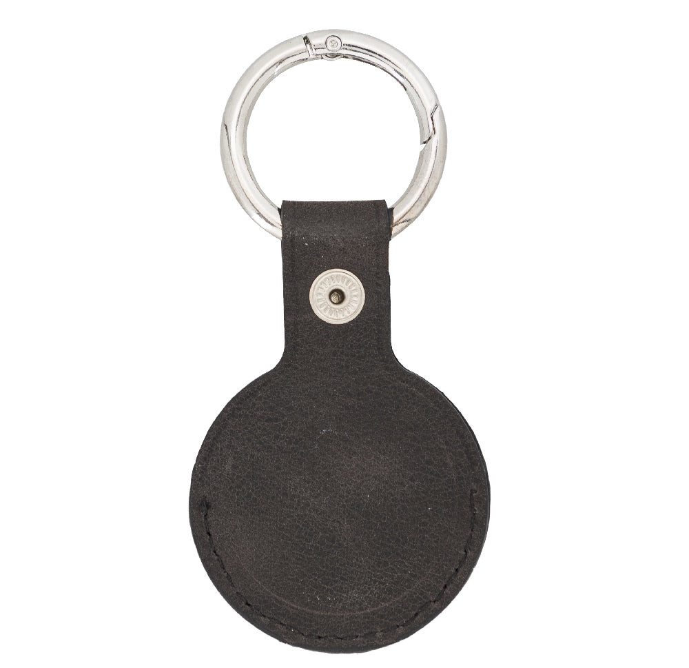 Black Leather Apple AirTag Case Holder with Key Ring - Hardiston Leather - 3