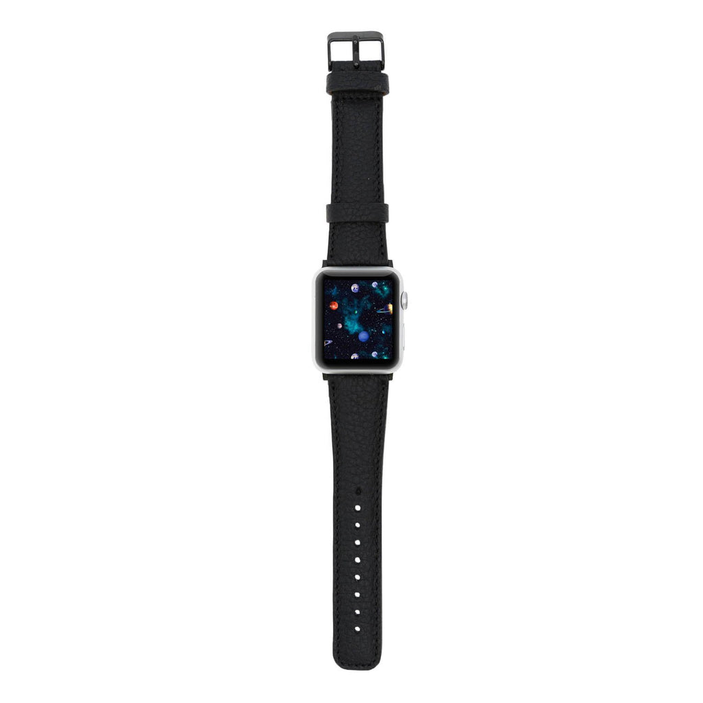 Black Leather Apple Watch Band or Strap 38mm, 40mm, 42mm, 44mm for All Series - Venito - Leather - 5
