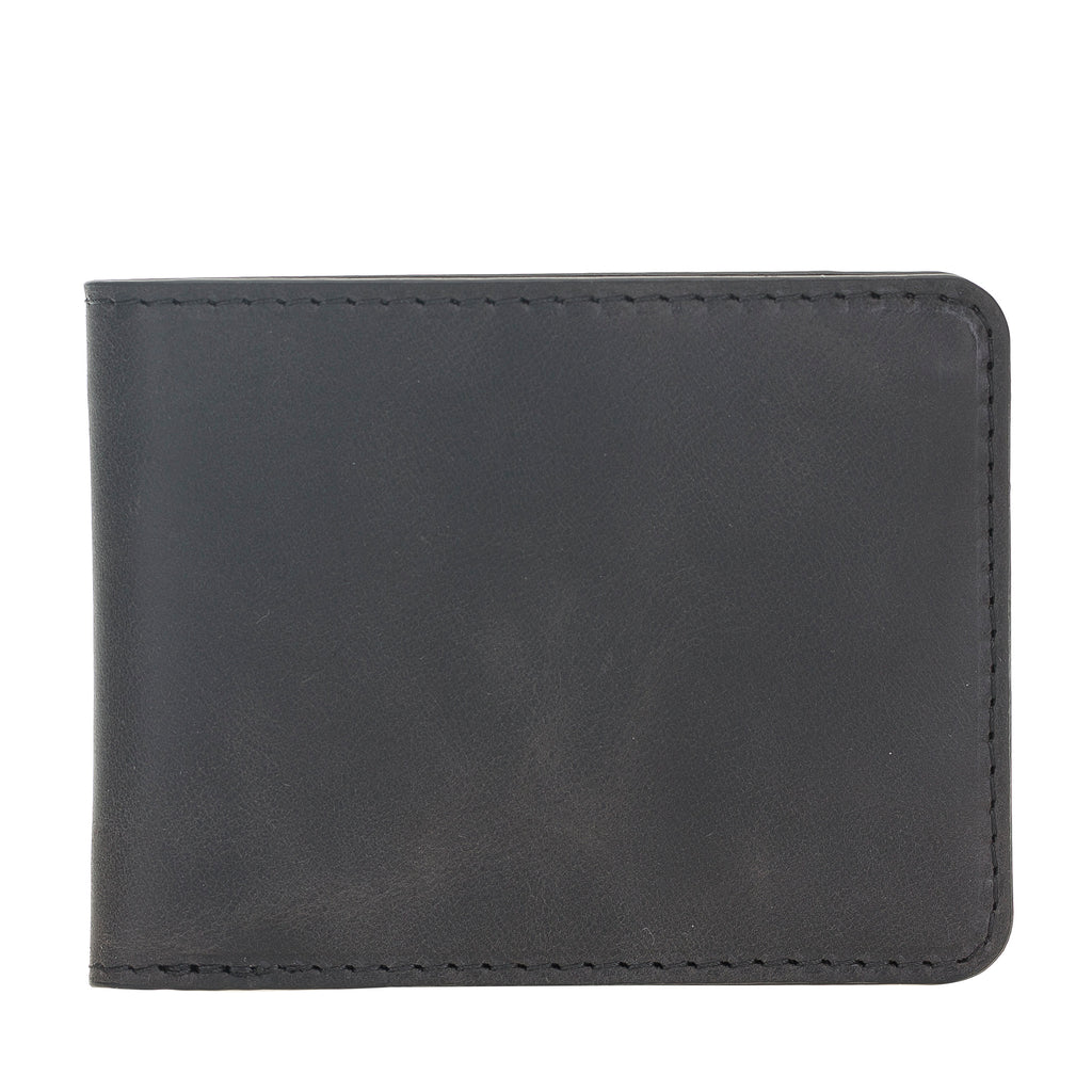 Black Leather Classic Bifold Wallet with Credit Card Slots - Hardiston - 1