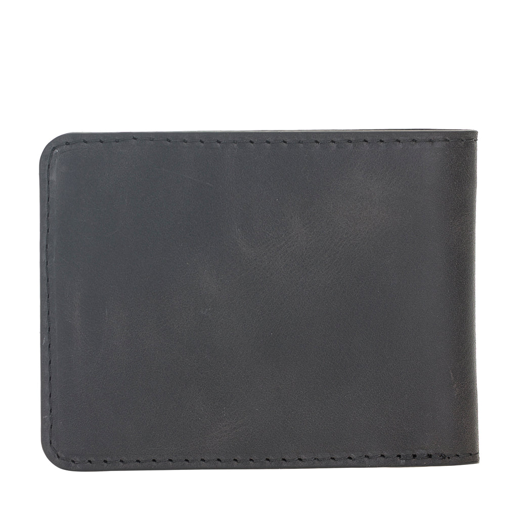 Black Leather Classic Bifold Wallet with Credit Card Slots - Hardiston - 2