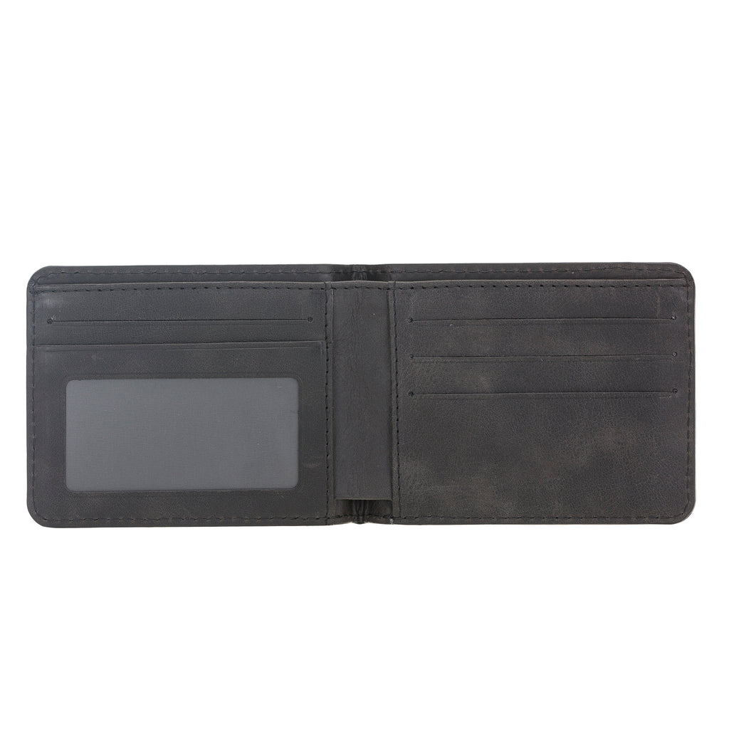 Black Leather Classic Bifold Wallet with Credit Card Slots - Hardiston - 3