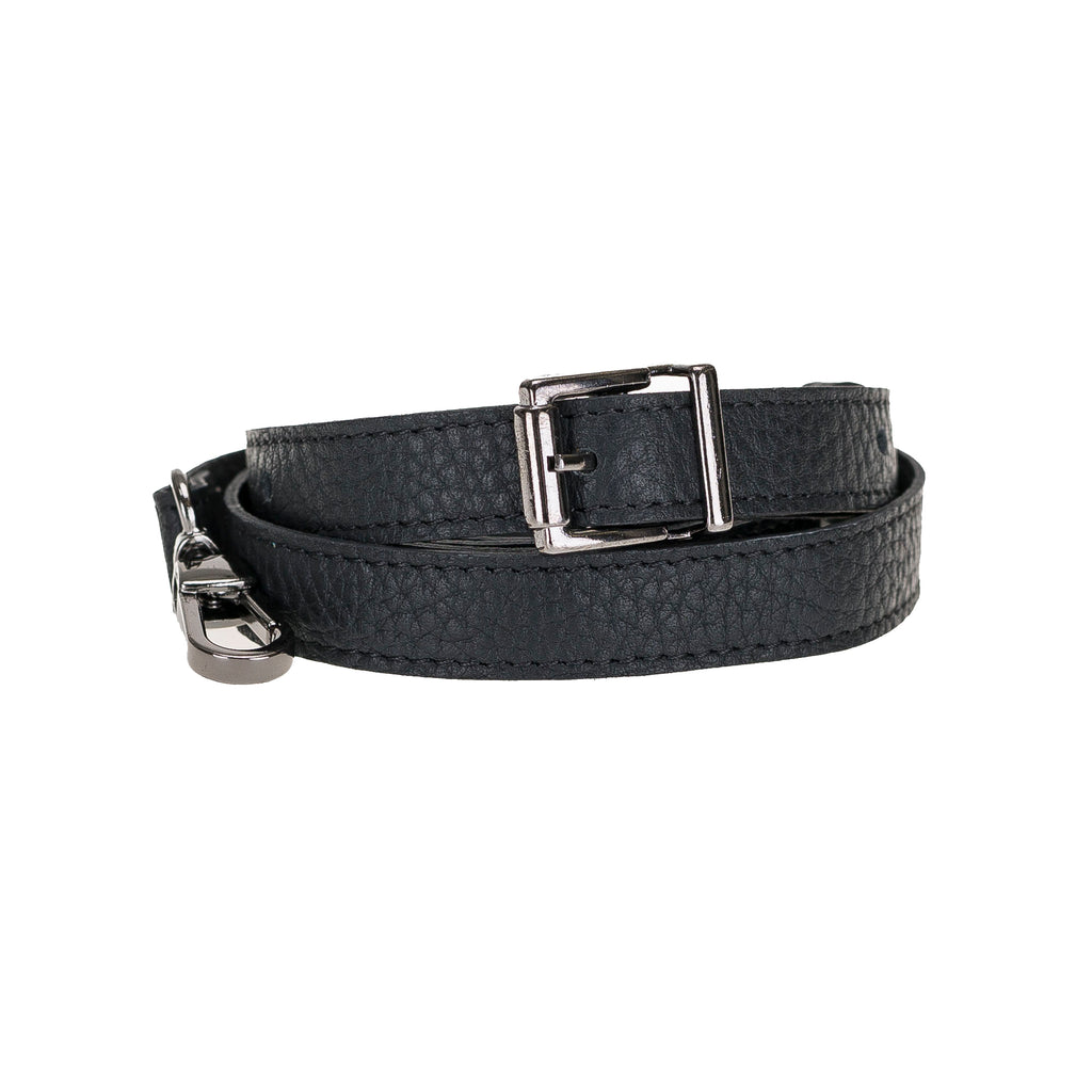 Black Luxury Leather Cross-body Strap Wristlet bag with Metal Clip - Hardiston - 1