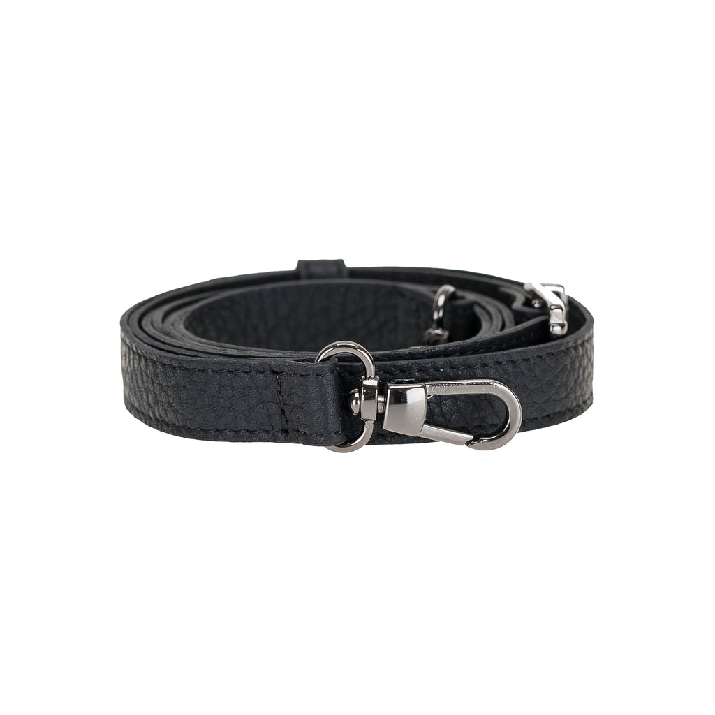 Black Luxury Leather Cross-body Strap Wristlet bag with Metal Clip - Hardiston - 2