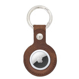 Brown Leather Apple AirTag Case Holder with Key Ring - Hardiston Leather - 1