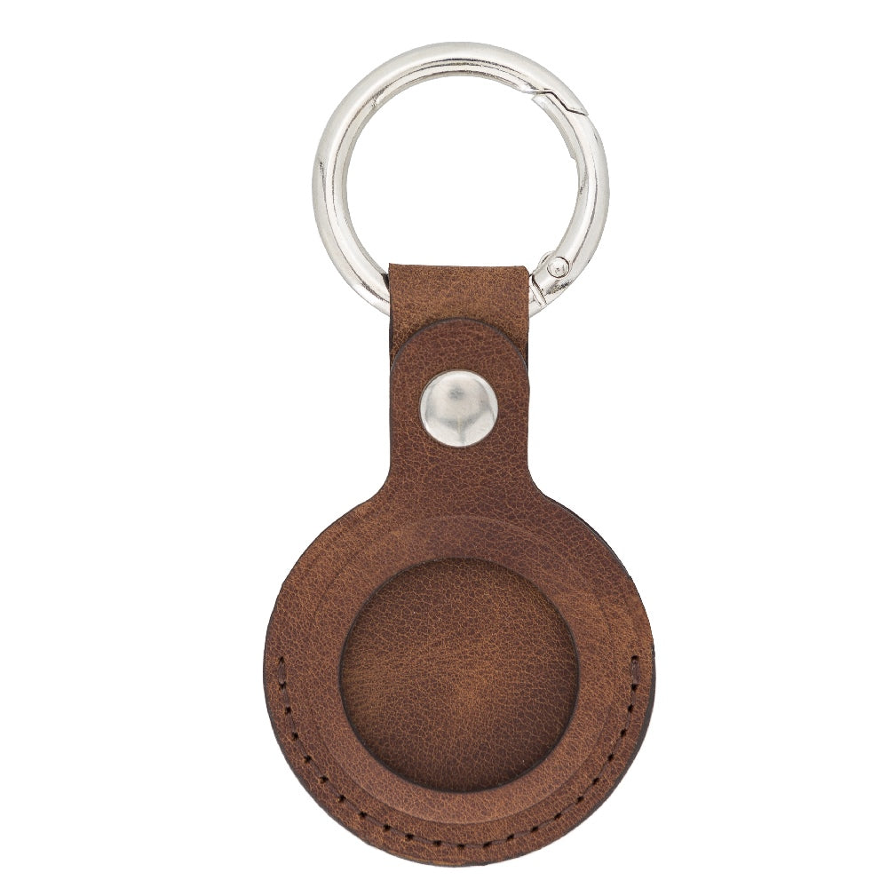 Brown Leather Apple AirTag Case Holder with Key Ring - Hardiston Leather - 2