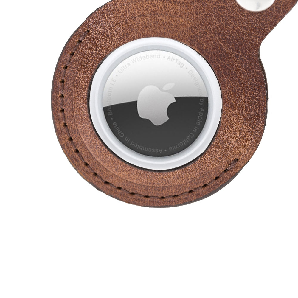 Brown Leather Apple AirTag Case Holder with Key Ring - Hardiston Leather - 4