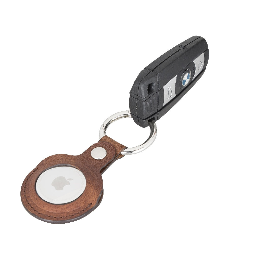 Brown Leather Apple AirTag Case Holder with Key Ring - Hardiston Leather - 6