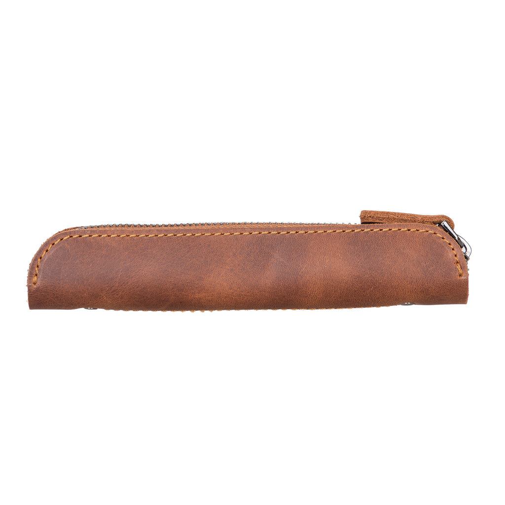Brown Luxury Apple Pencil Leather Case with Zipper - Hardiston - 1