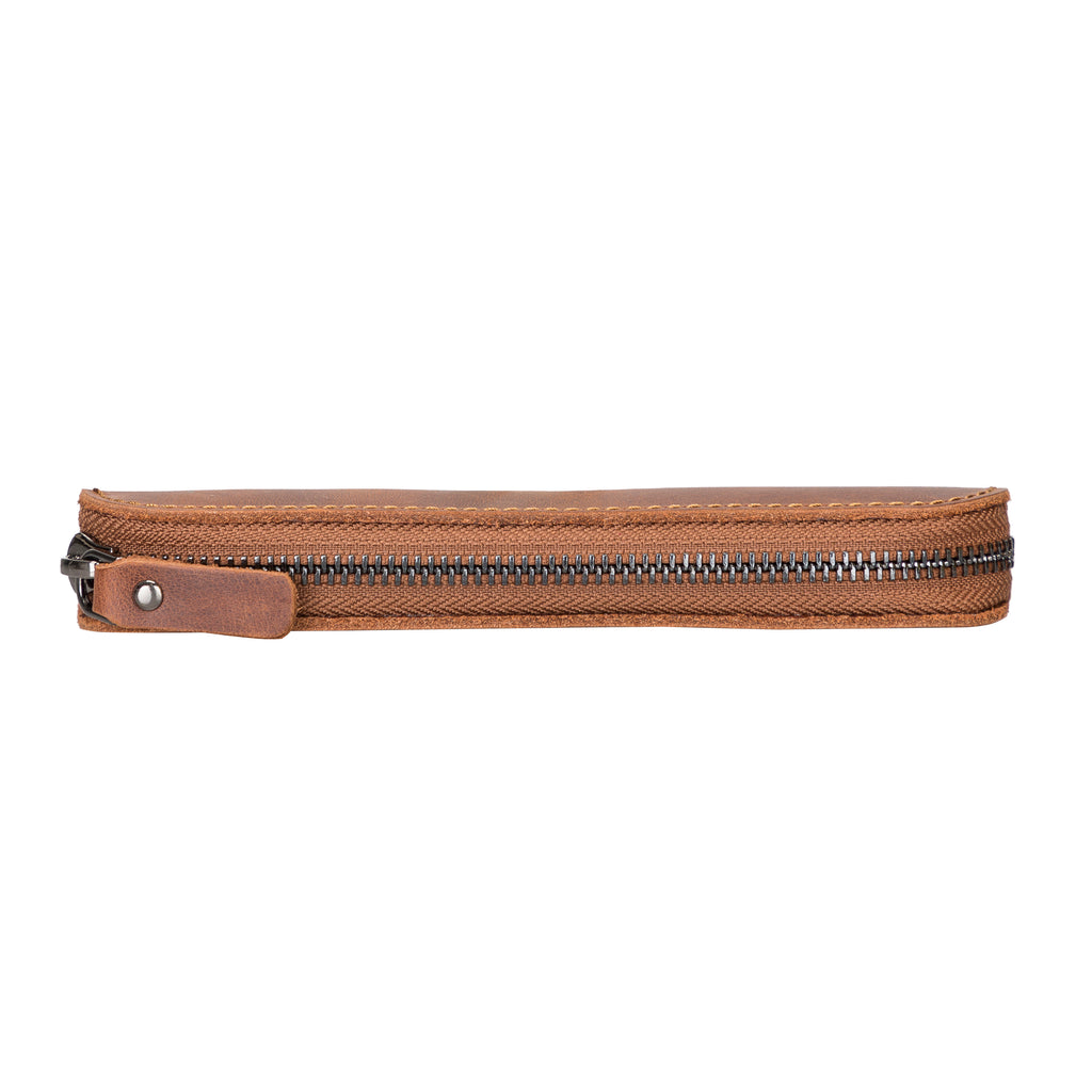 Brown Luxury Apple Pencil Leather Case with Zipper - Hardiston - 2