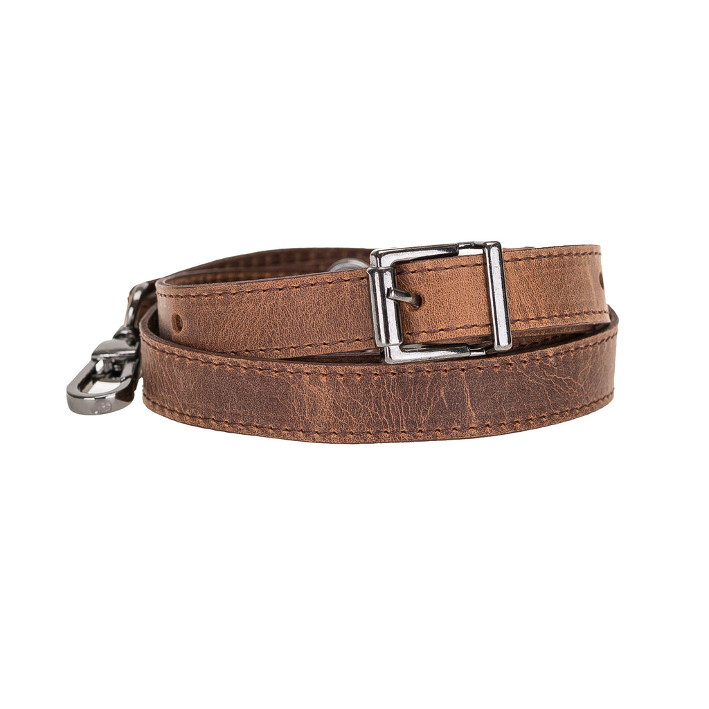 Brown Luxury Leather Cross-body Strap Wristlet bag with Metal Clip - Hardiston - 1