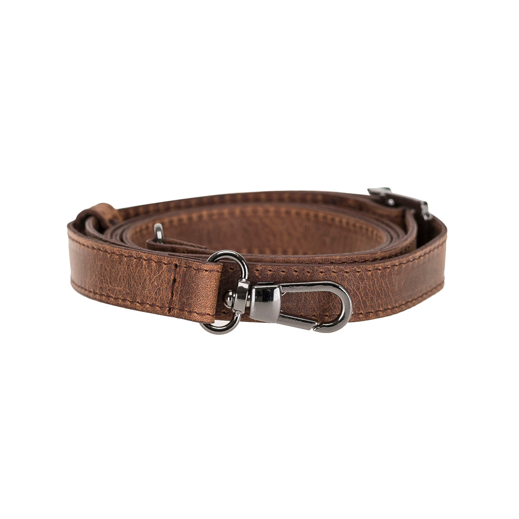 Brown Luxury Leather Cross-body Strap Wristlet bag with Metal Clip - Hardiston - 2