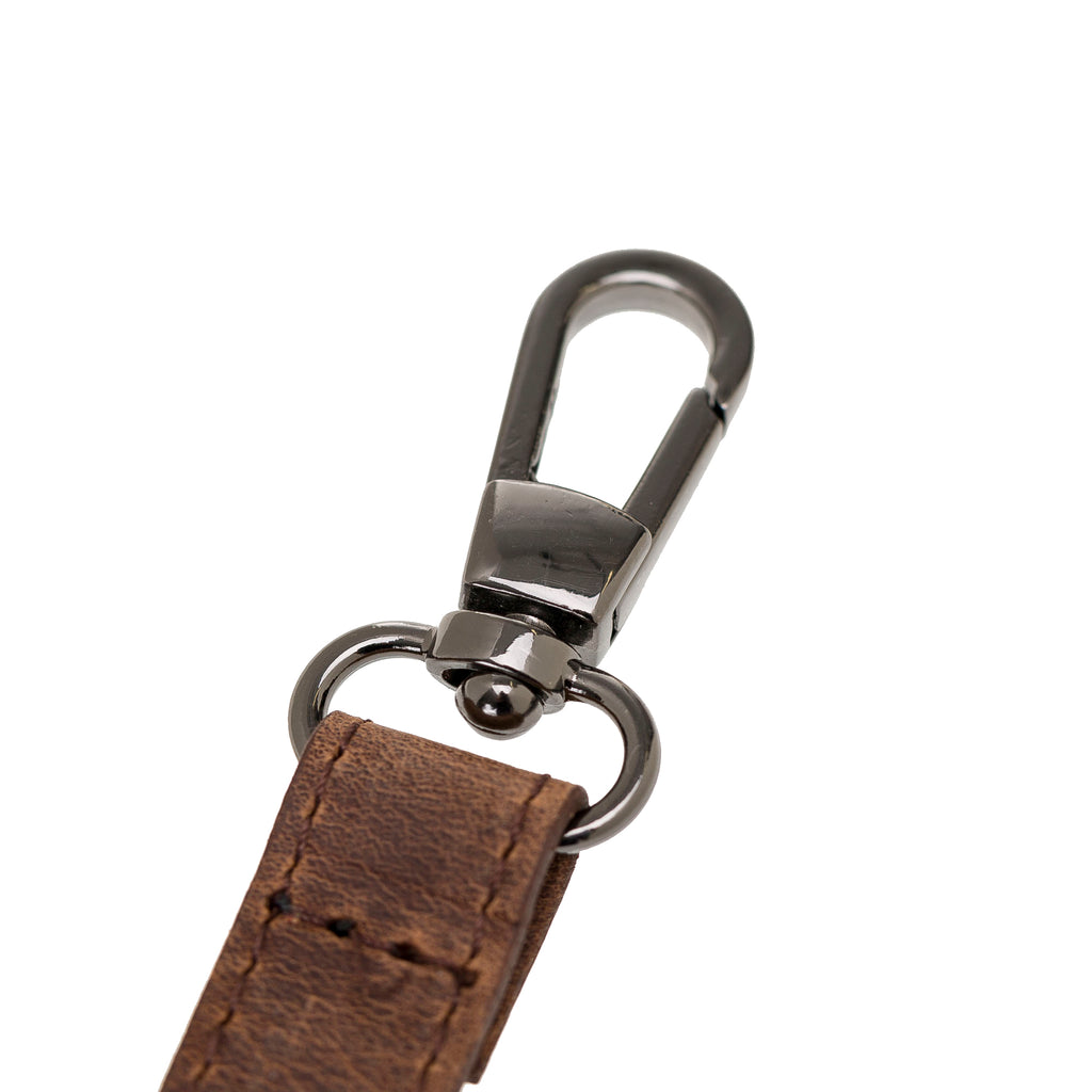 Brown Luxury Leather Cross-body Strap Wristlet bag with Metal Clip - Hardiston - 4