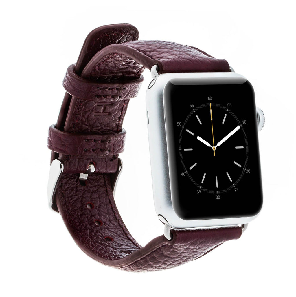 Burgundy Leather Apple Watch Band or Strap 38mm, 40mm, 42mm, 44mm for All Series - Venito - Leather - 1
