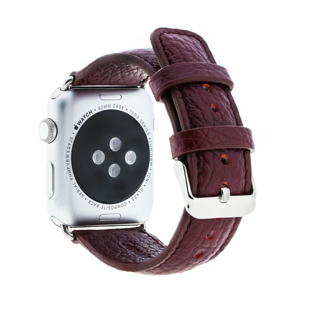 Burgundy Leather Apple Watch Band or Strap 38mm, 40mm, 42mm, 44mm for All Series - Venito - Leather - 2