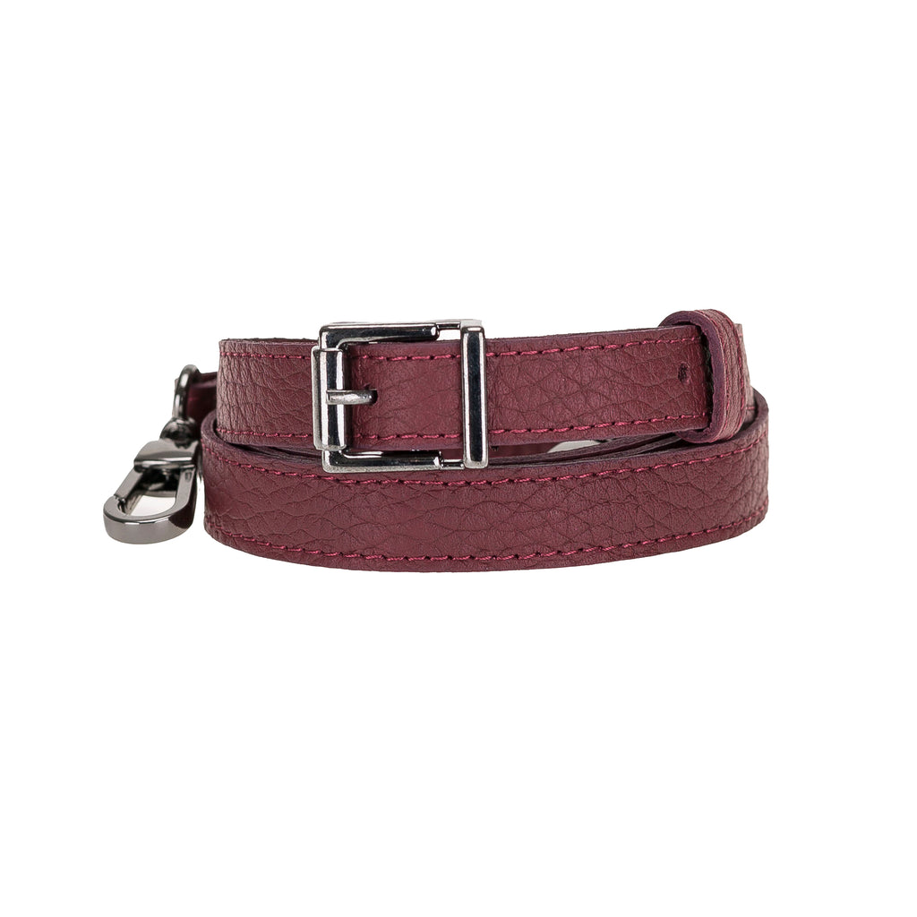 Burgundy Luxury Leather Cross-body Strap Wristlet bag with Metal Clip - Hardiston - 1