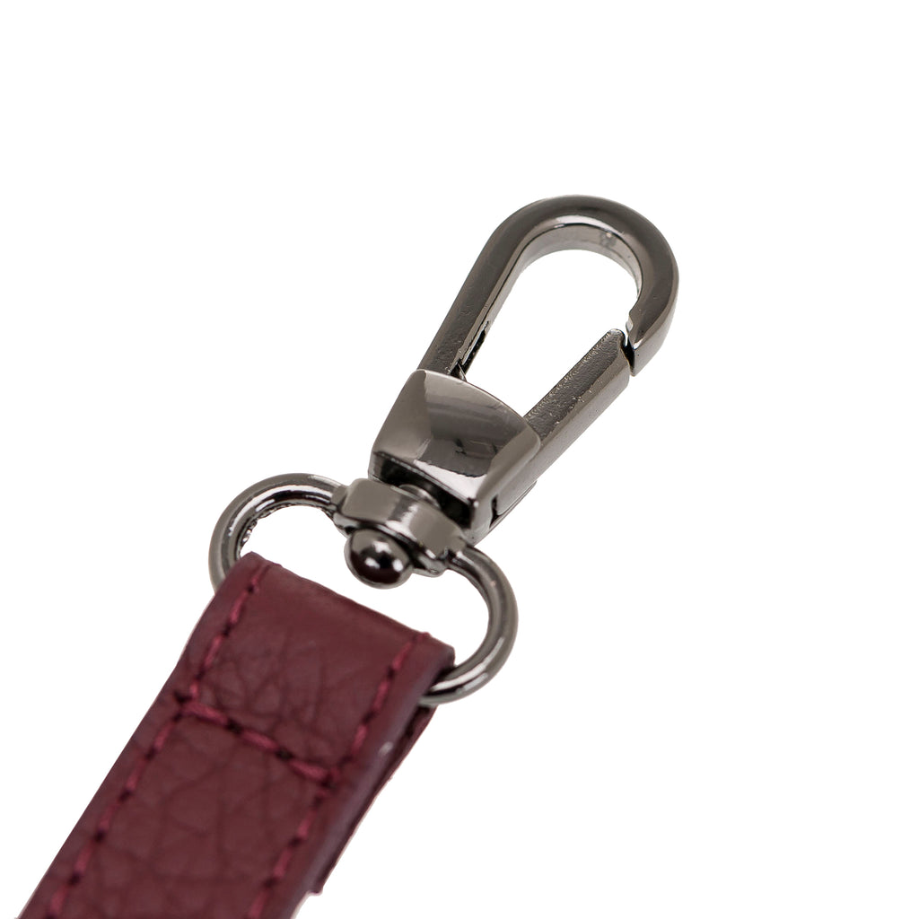 Burgundy Luxury Leather Cross-body Strap Wristlet bag with Metal Clip - Hardiston - 4