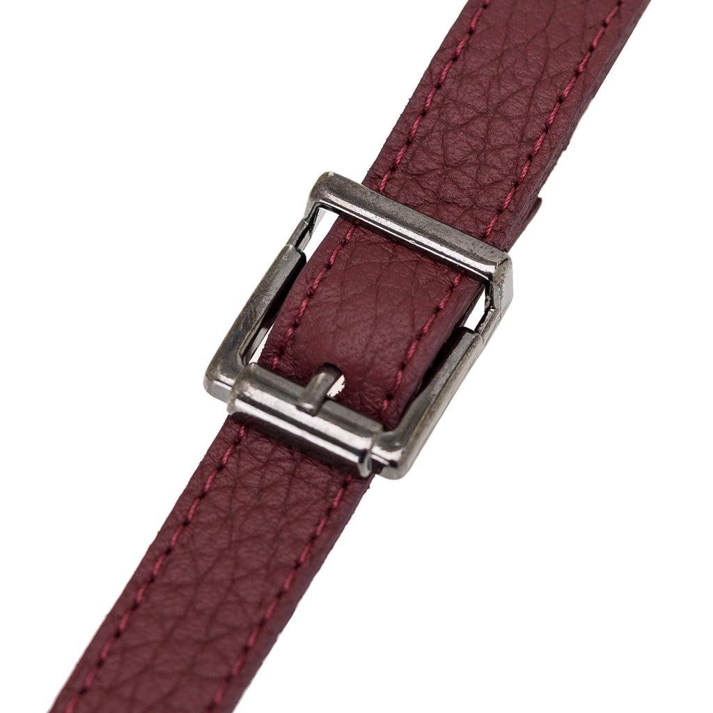 Burgundy Luxury Leather Cross-body Strap Wristlet bag with Metal Clip - Hardiston - 6