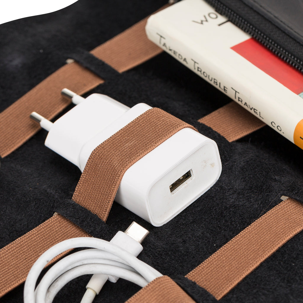 Leather Cable Organizer & Charger Pouch