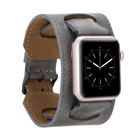 Cuff Leather Band for Apple Watch grey