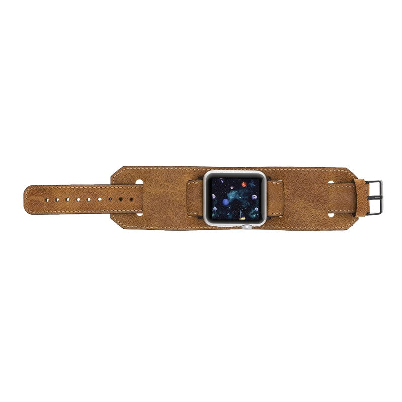 BLACK LEATHER APPLE WATCH BAND- THE ROCKSTAR – Copper Robin