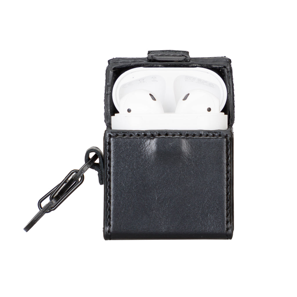 Luxury Black Apple AirPods Case with Side Strap - Hardiston - 2