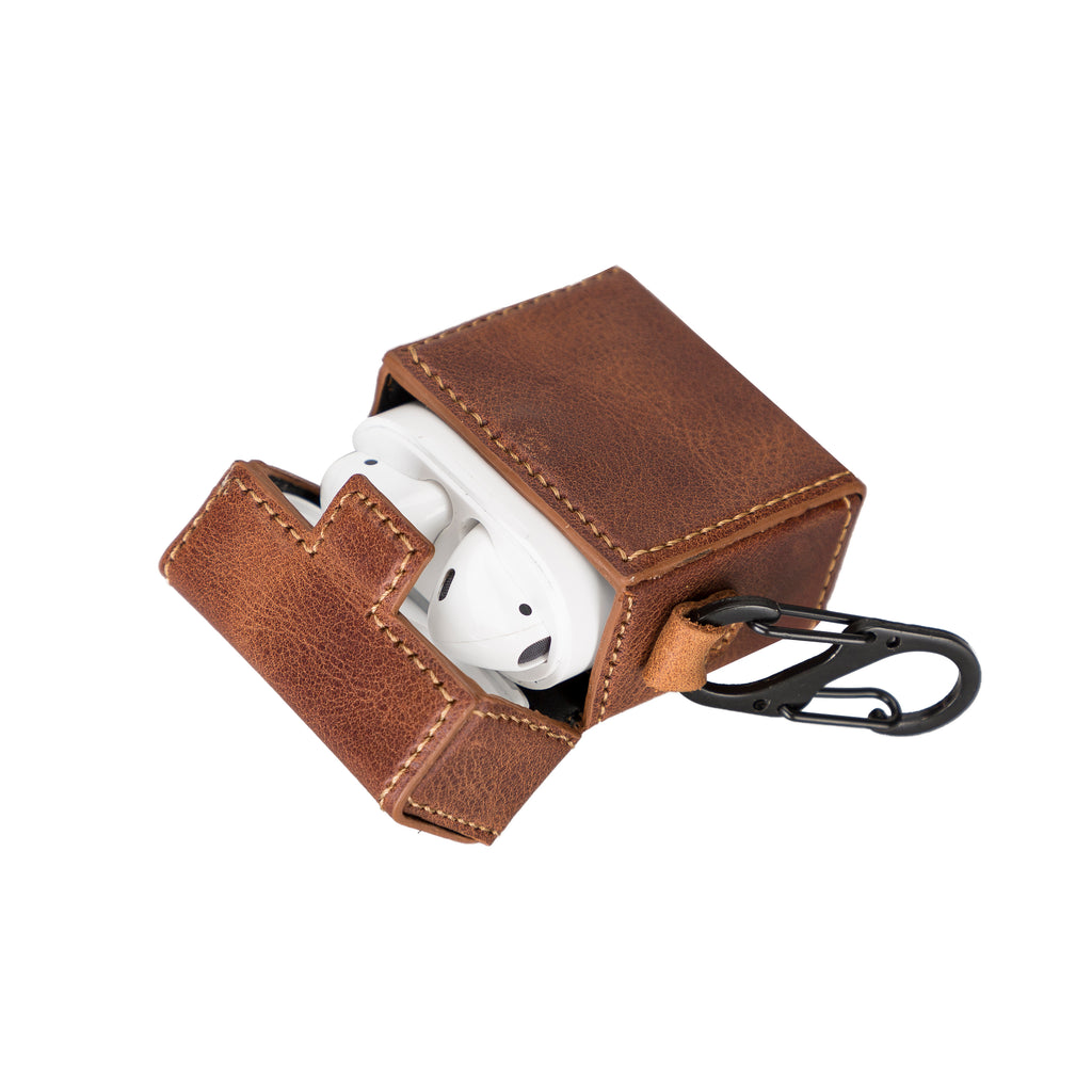 Luxury Brown Apple AirPods Case with Side Strap - Hardiston - 4
