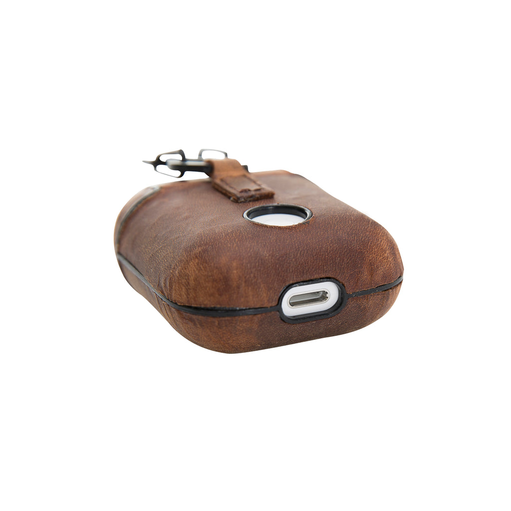 Luxury Brown Apple Airpods Hard Case with Back Hook - Hardiston - 4