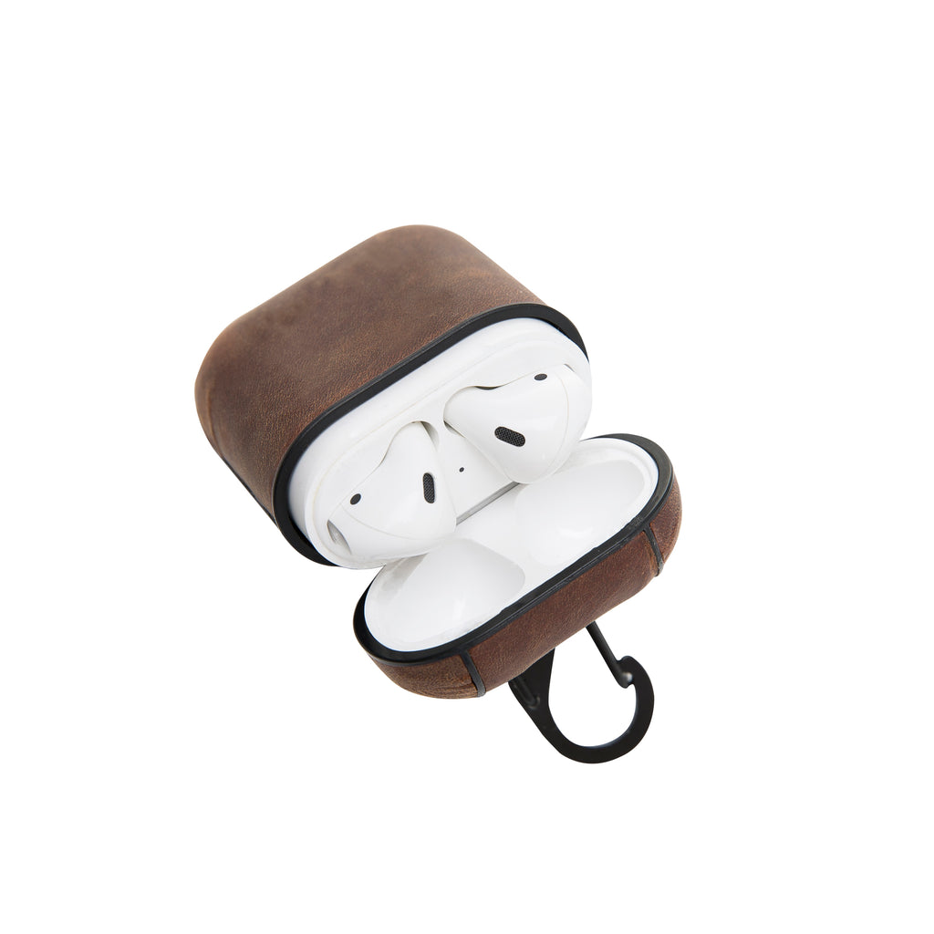 Luxury Brown Apple Airpods Hard Case with Back Hook - Hardiston - 5