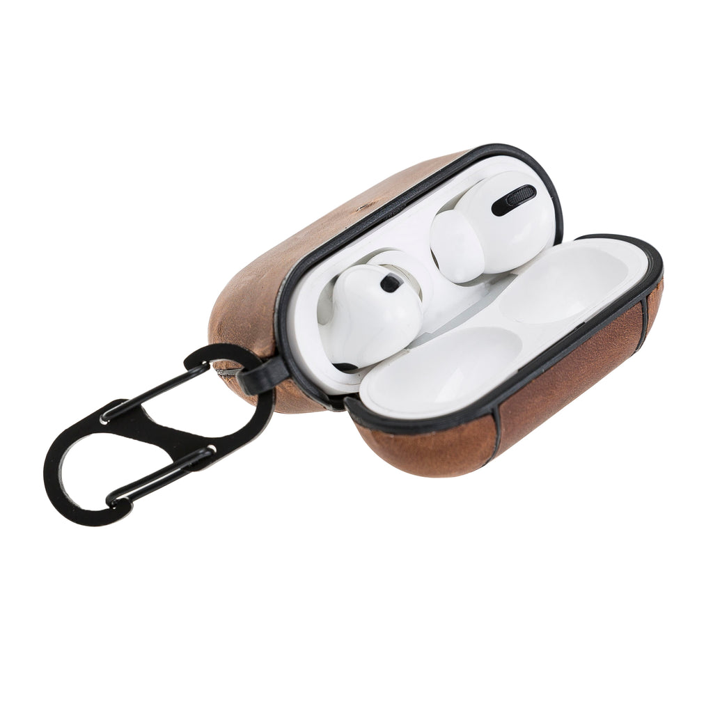 Luxury Brown Apple AirPods Pro Hard Case with Side Strap - Hardiston - 6
