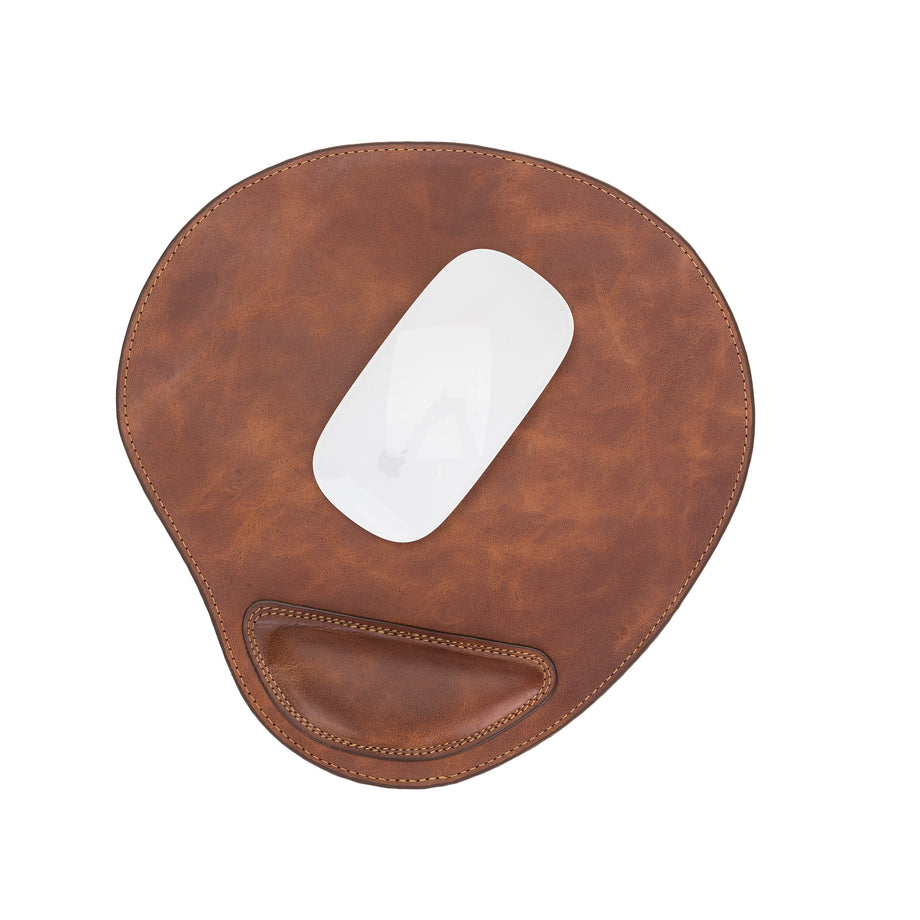 Londo Leather Oval Mouse Pad with Wrist Rest (White)