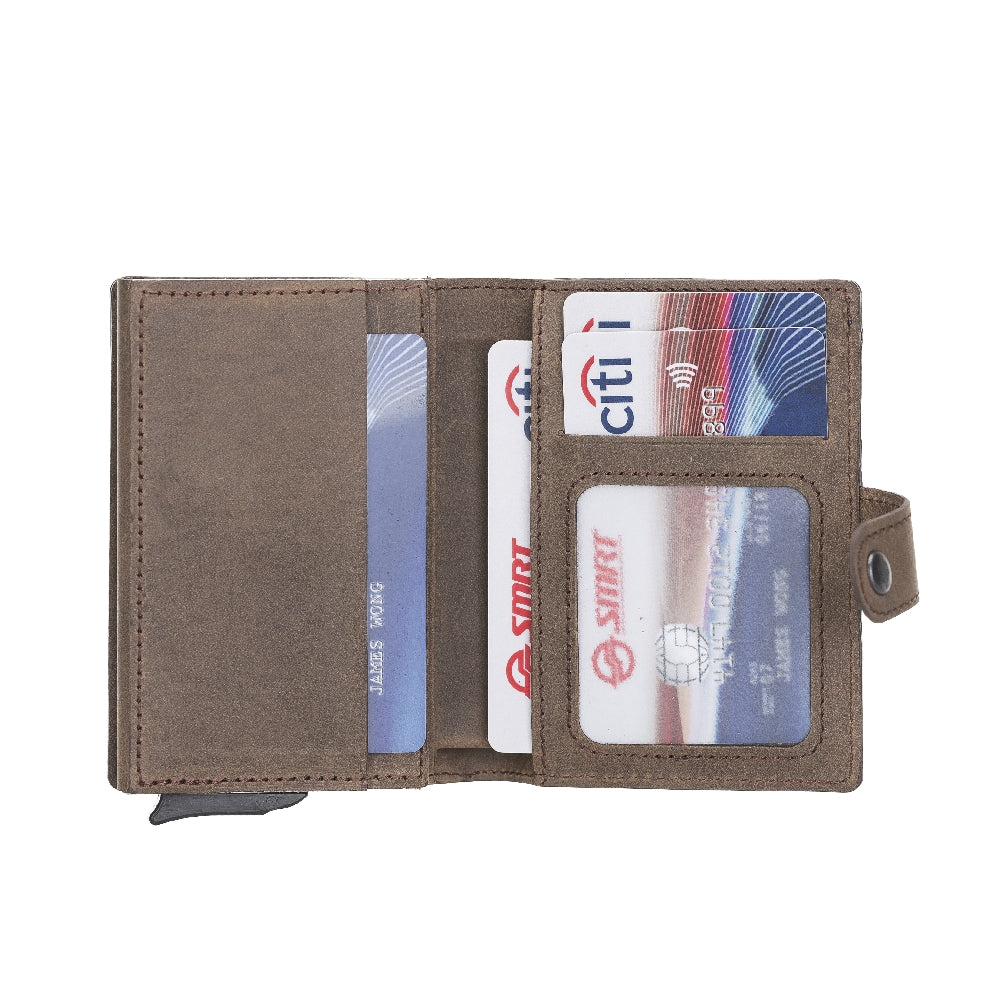 RFID Protected Card Holder Wallet with Mechanic Credit Card Slots