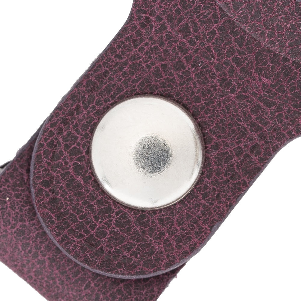 Purple Leather Apple AirTag Case Holder with Key Ring - Hardiston Leather - 5