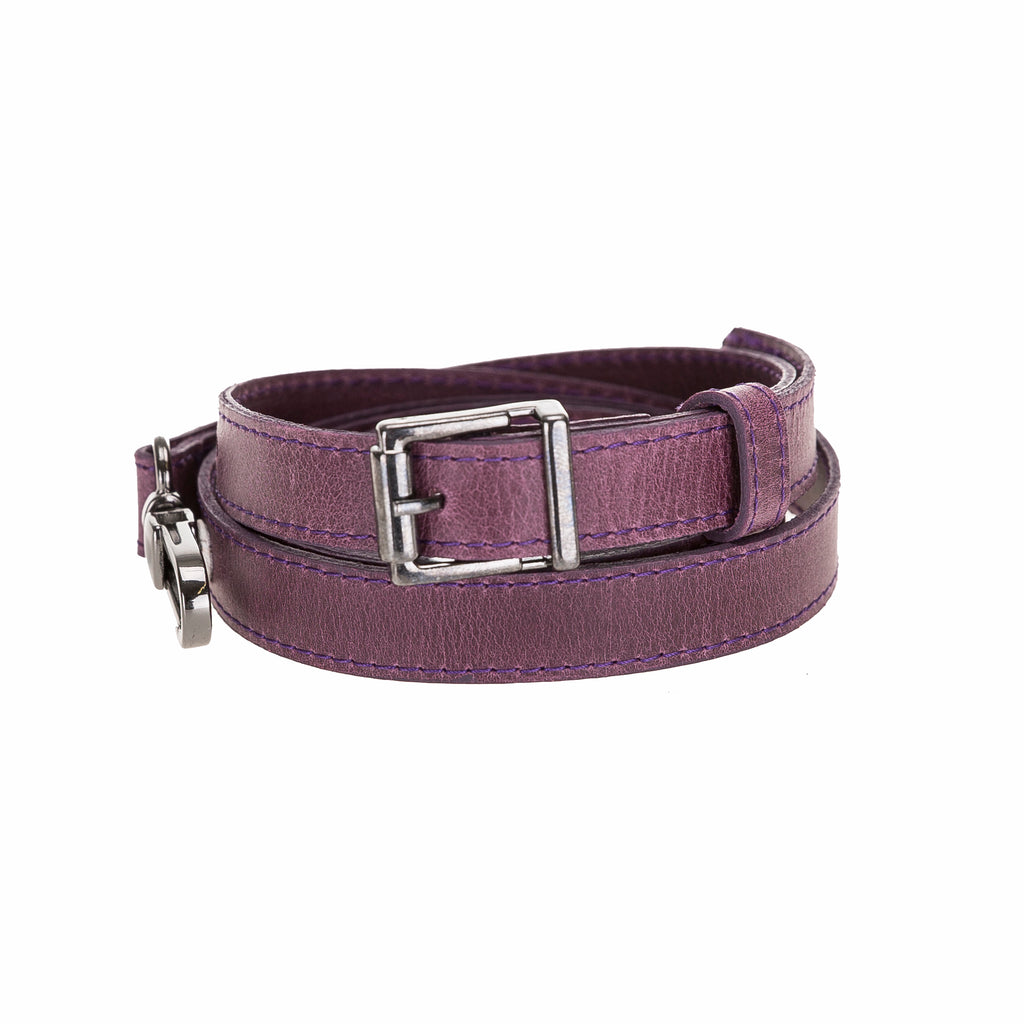 Purple Luxury Leather Cross-body Strap Wristlet bag with Metal Clip - Hardiston - 1