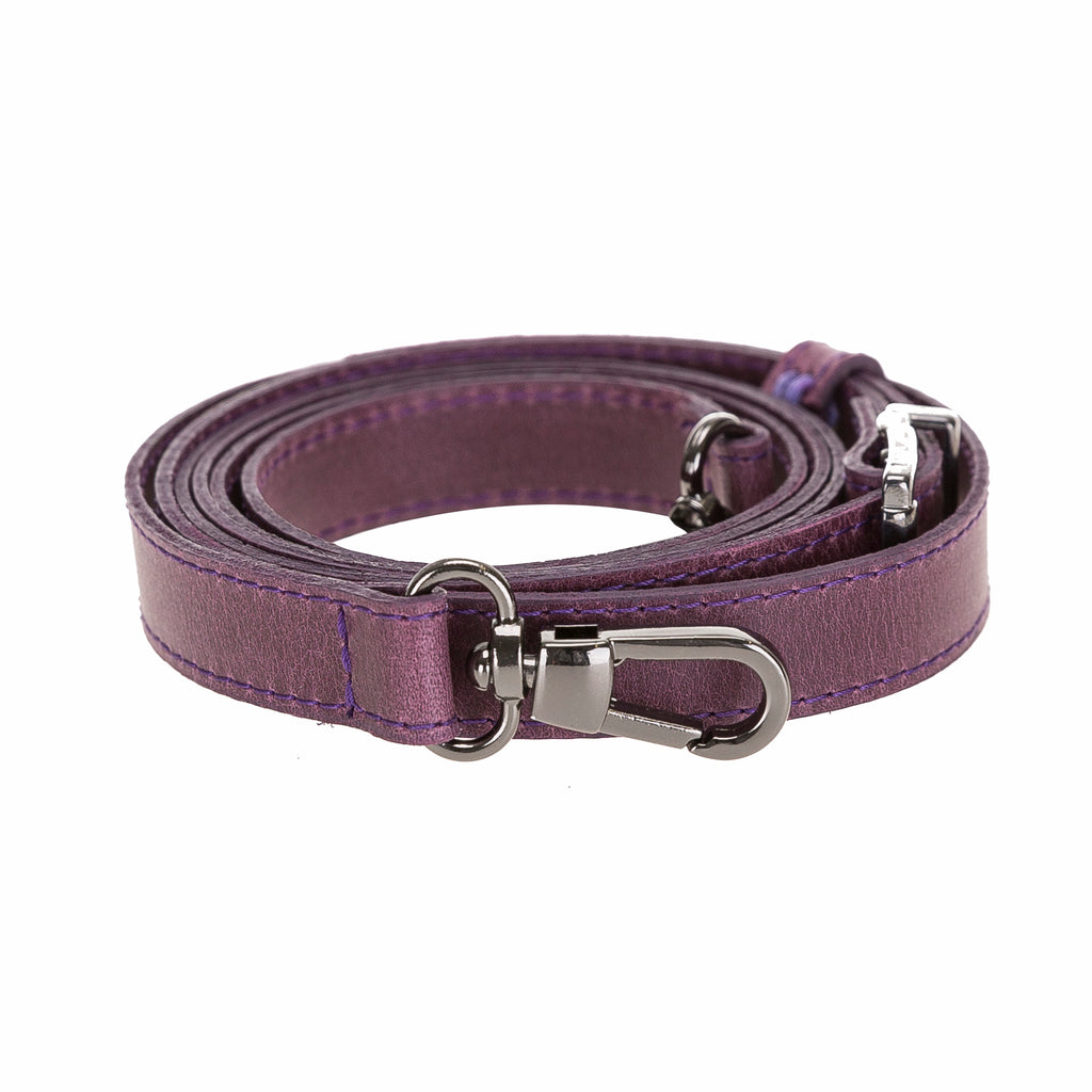 Purple Luxury Leather Cross-body Strap Wristlet bag with Metal Clip - Hardiston - 2
