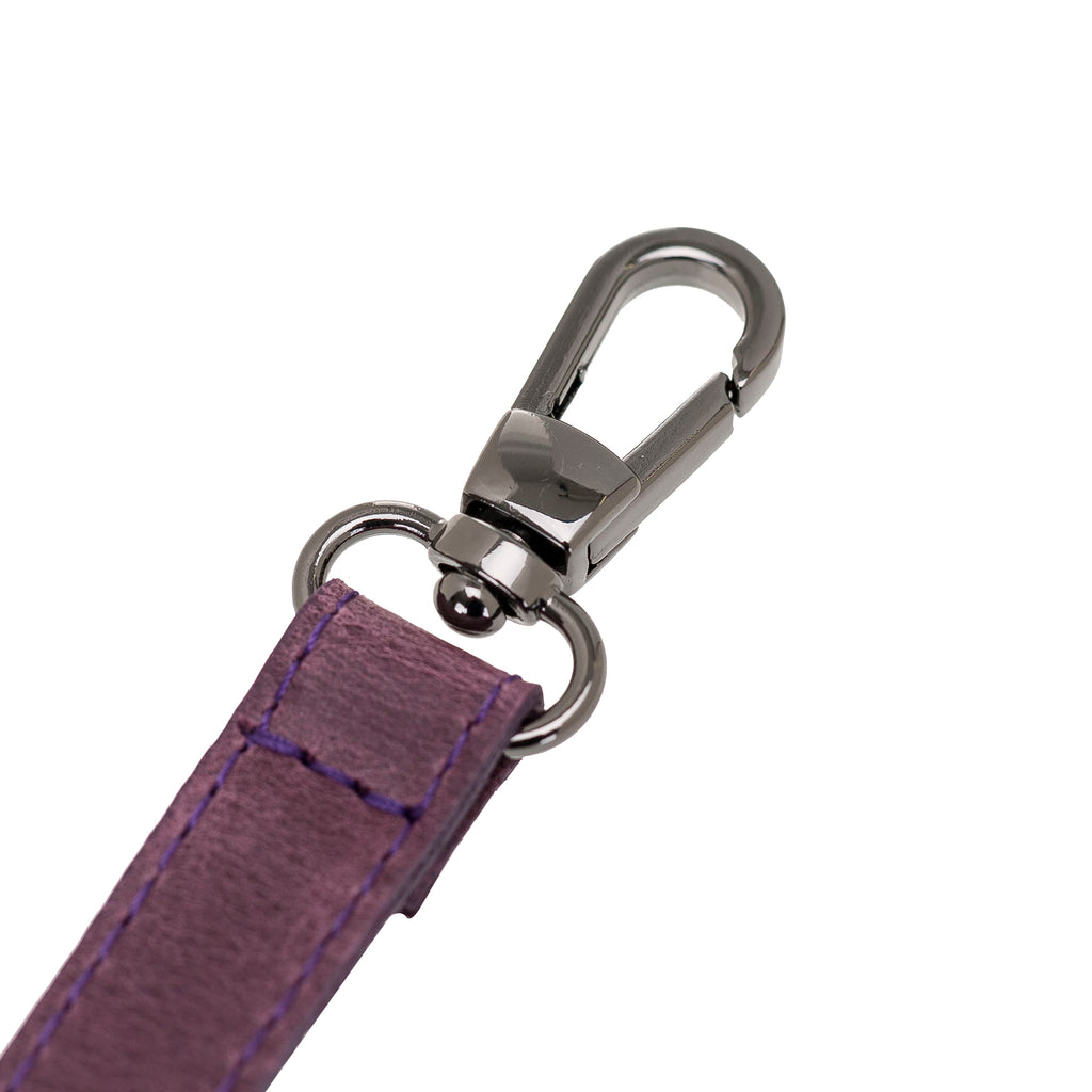 Purple Luxury Leather Cross-body Strap Wristlet bag with Metal Clip - Hardiston - 4